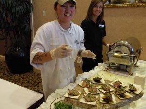 Servers at the food and wine pairing lunch at the Marcus Whitman Hotel (photo: Gretchen Sorensen)