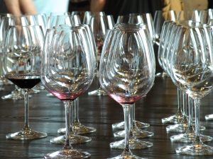 Empty tasting glasses at Col Solare (photo: Gretchen Sorensen)