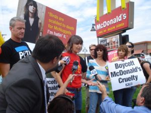 Chrissie Hynde at a McDonald's protest