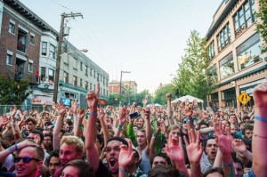 Crowds jam Pike Street on Friday (photo: Jim Bennett)