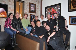 Howard Leese, Steve Fossen and Roger Fisher with friends, colleagues and staff at the Hard Rock Cafe (photo: Terry Divyak)