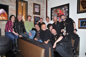 heart-dinner-everyone-photo-terry-divyak Howard Leese, Steve Fossen and Roger Fisher with friends, colleagues and staff at the Hard Rock Cafe (photo: Terry Divyak)