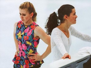 Tonya Harding (L) and Nancy Kerrigan